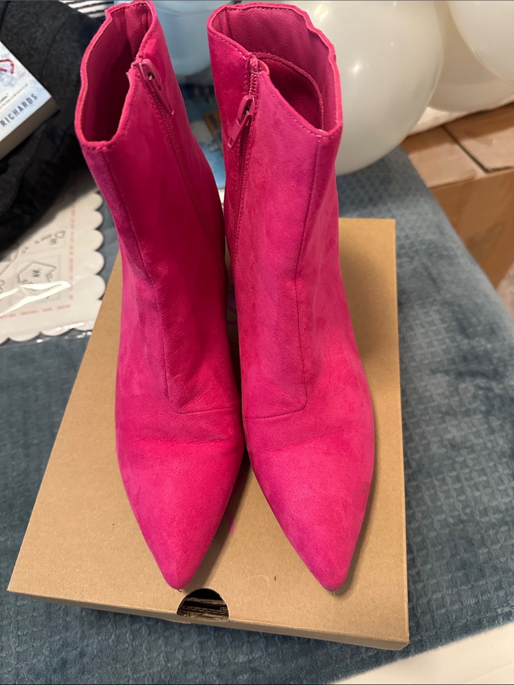 Sugar Hot Pink Pointed Toe Ankle Booties